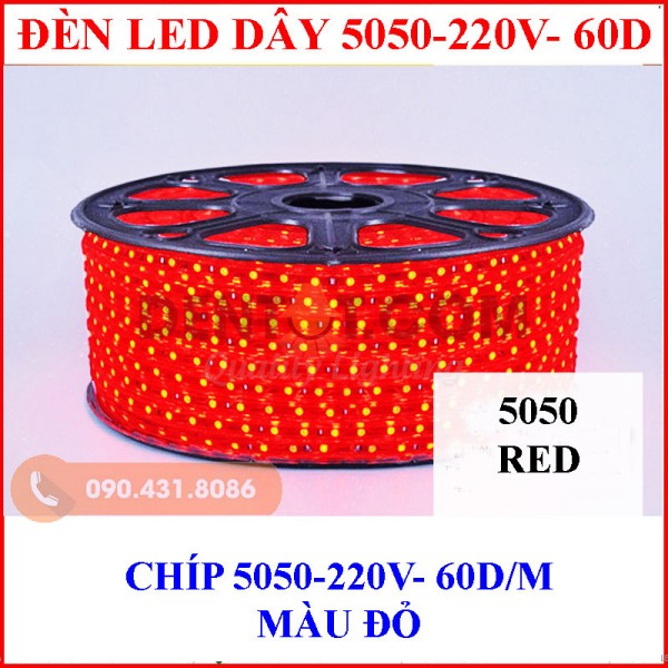 Đèn led dây 5050 loại mạch bé, màu đỏ