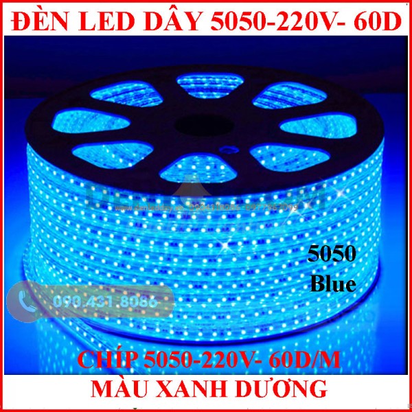 đèn led dây 5050 loại mạch nhỏ, màu xanh dương