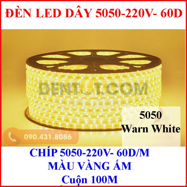 Đèn led dây 5050 màu Vàng ấm